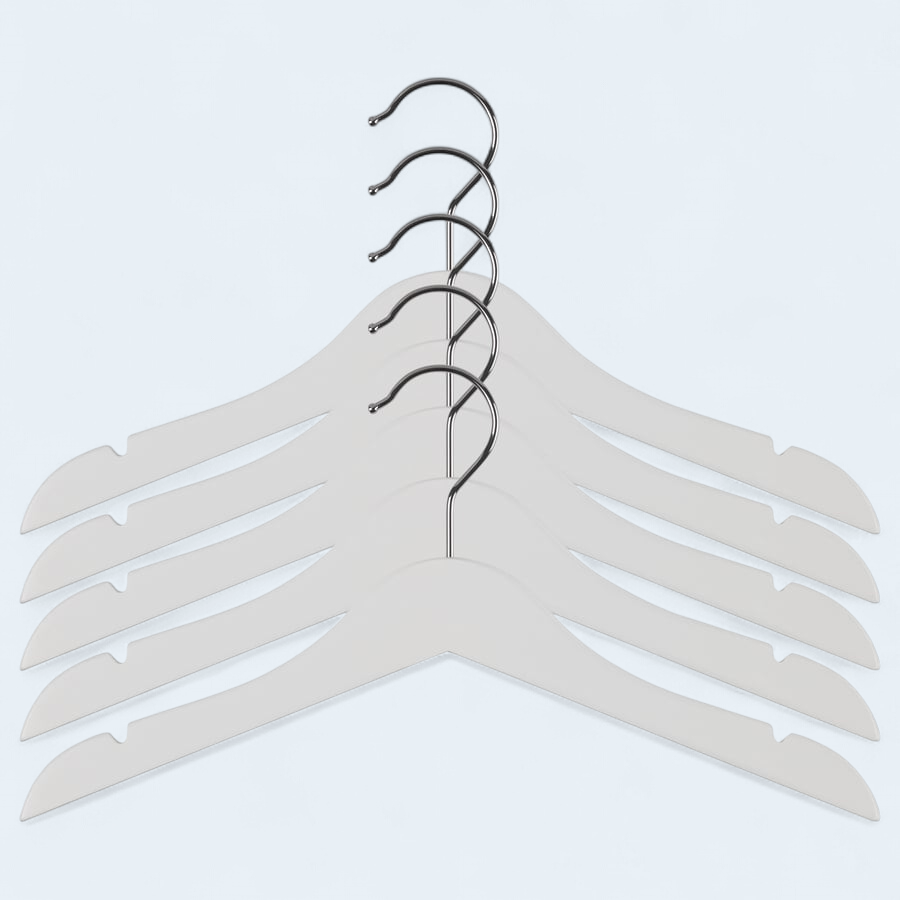 White wooden hangers to be paired with a Pawdrobe from the Canine Cloakroom collection.