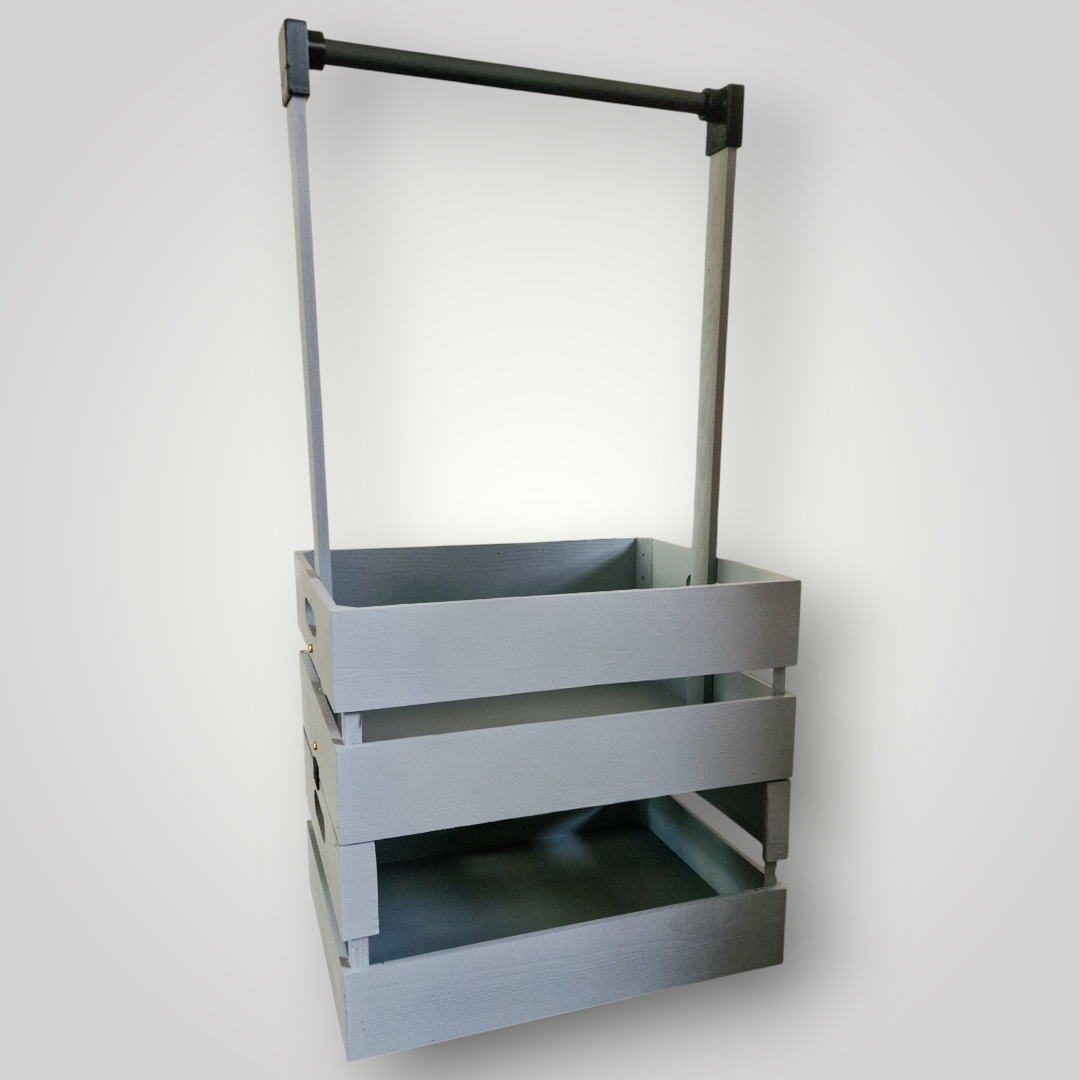 Grey wooden Pawdrobe with expansion kit from Canine Cloakroom collection. 