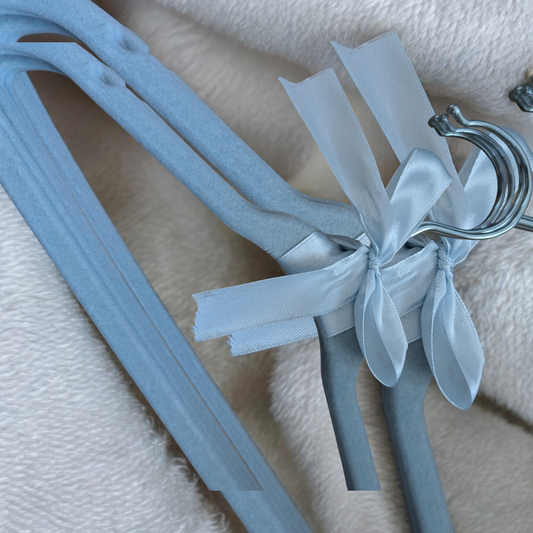 Blue velvet hangers for Pawdrobe from Canine Cloakroom collection. 
