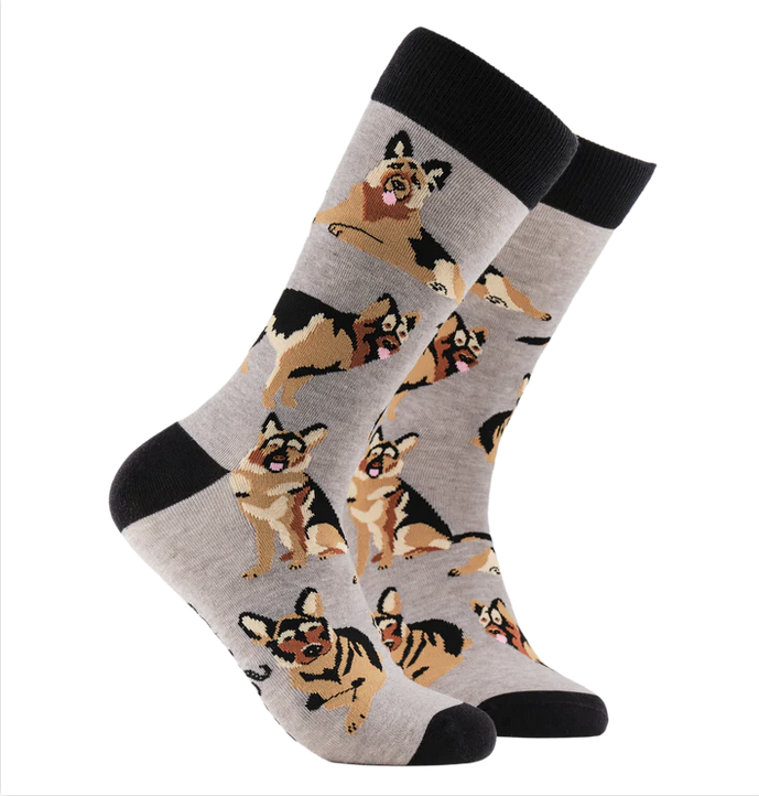 German Shepheard Socks in grey and black