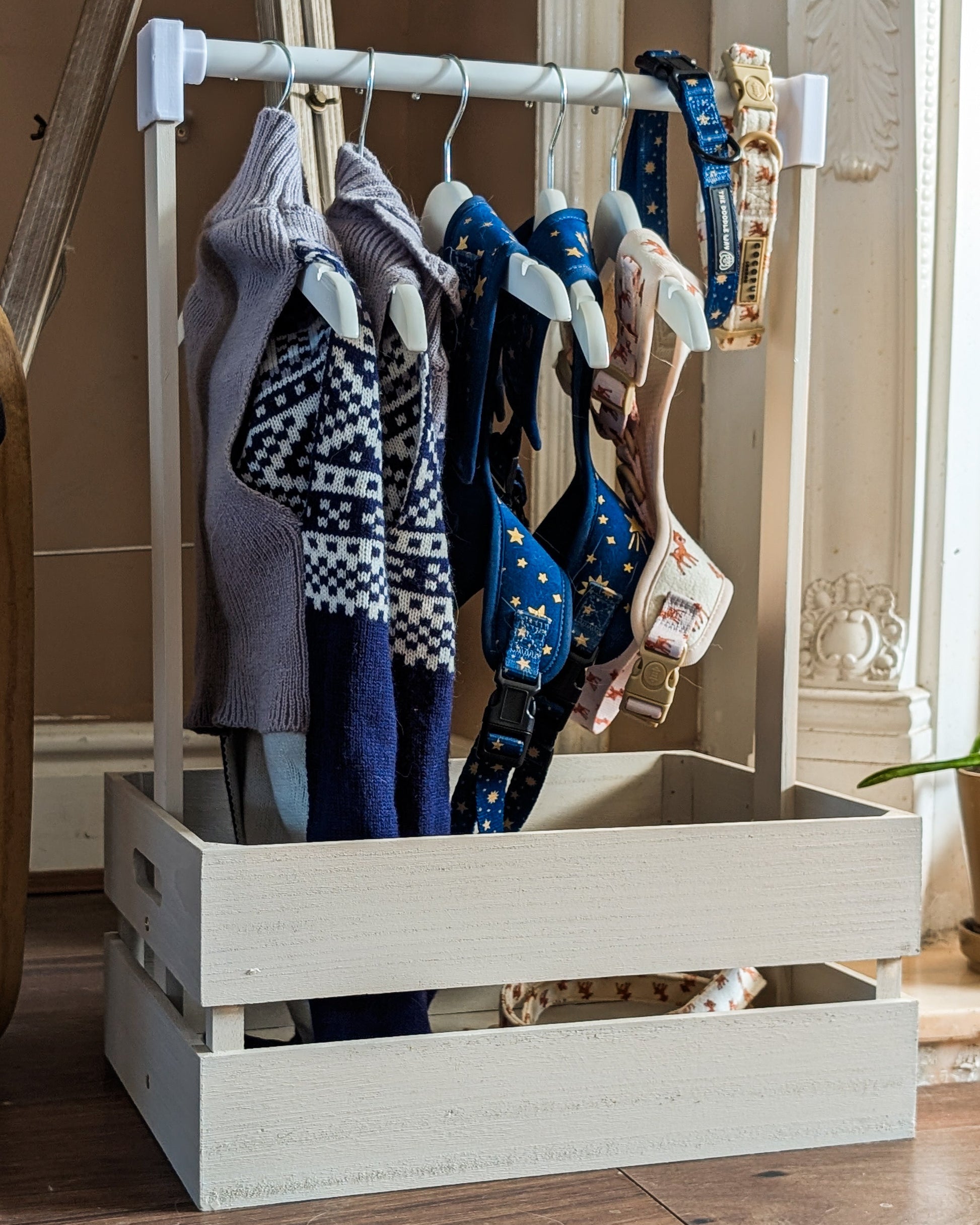 Beige wooden storage Pawdrobe from the Canine Cloakroom collection.