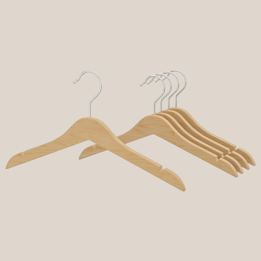 Natural wooden hangers to be paired with a Pawdrobe from the Canine Cloakroom collection. 
