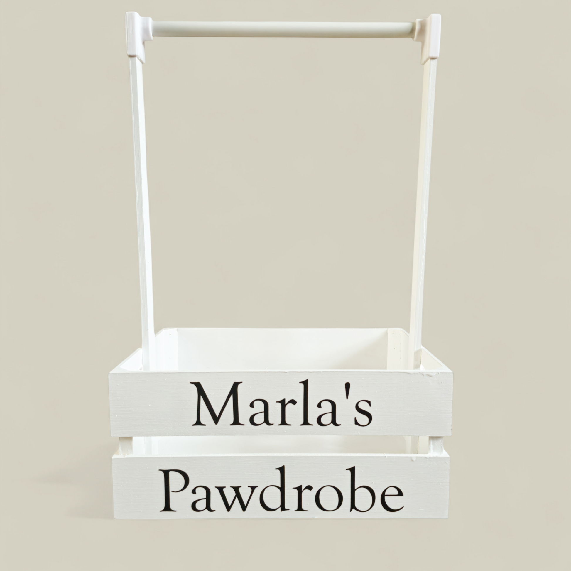 White wooden storage Pawdrobe from the Canine Cloakroom collection.